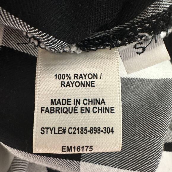 Cloth & Stone Shirt WMNS S Black White Checkered Off the Shoulder Long Sleeves - Picture 7 of 7